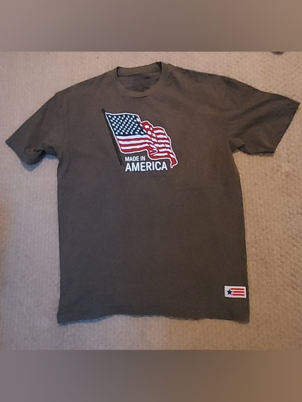 American Giant USA Flag Made In America Graphic Tee T Shirt Olive Green XXL